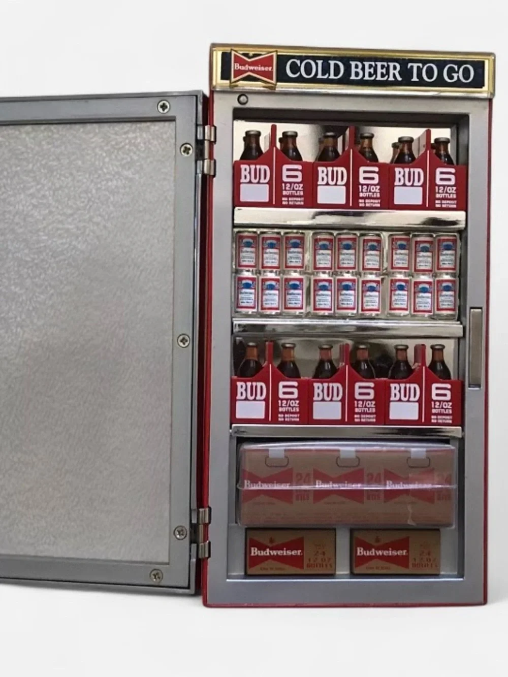 Budweiser Red Cold Beer To Go Miniature Musical Fridge 🍻